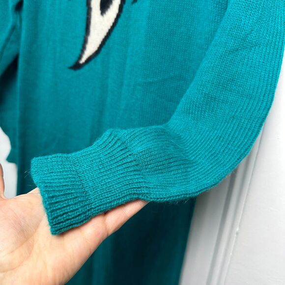 VTG JR Too Sweater Dress Womens Small Blue White Angora Blend Long Sleeve Knit - Picture 3 of 8